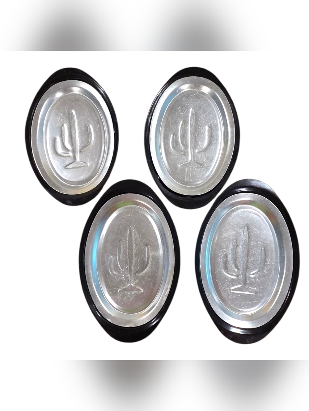 Vintage Cactus Serv-A-Sizzle Steak Fajitas Serving Plates w/ Holders